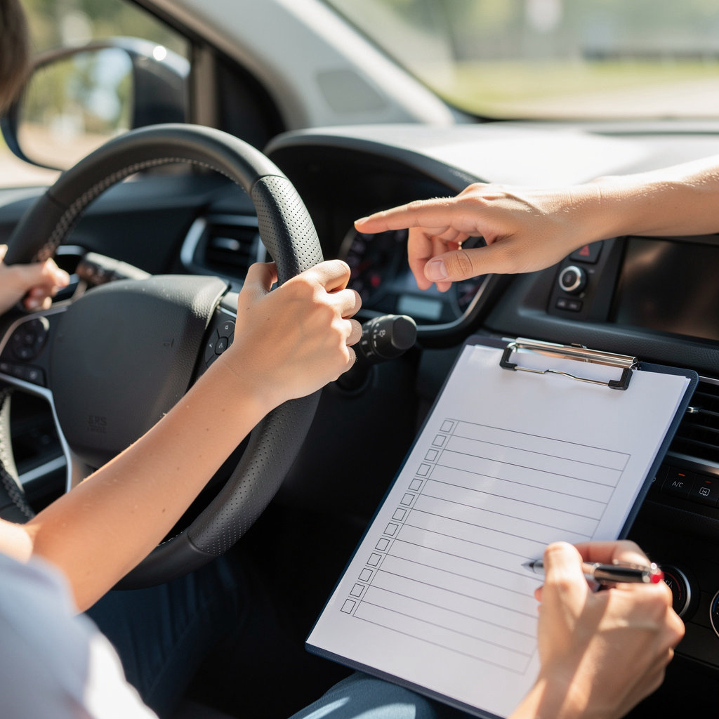 GUNDERSEN DRIVING SCHOOL instructor teaching defensive driving techniques to a student in Goleta, CA